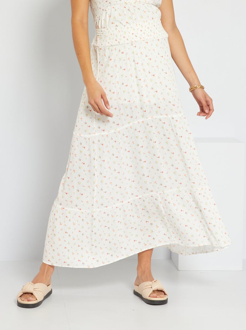 Jupe grossesse longue fleurie Blanc - Kiabi