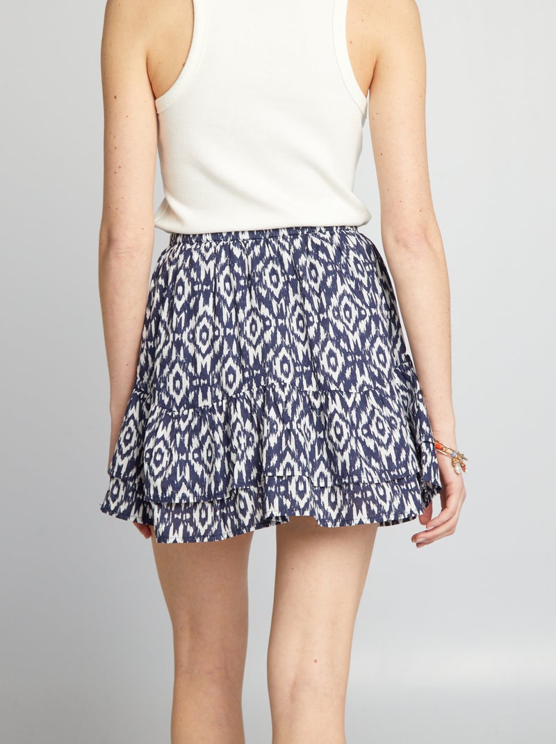 Jupe imprimée à volants Bleu - Kiabi