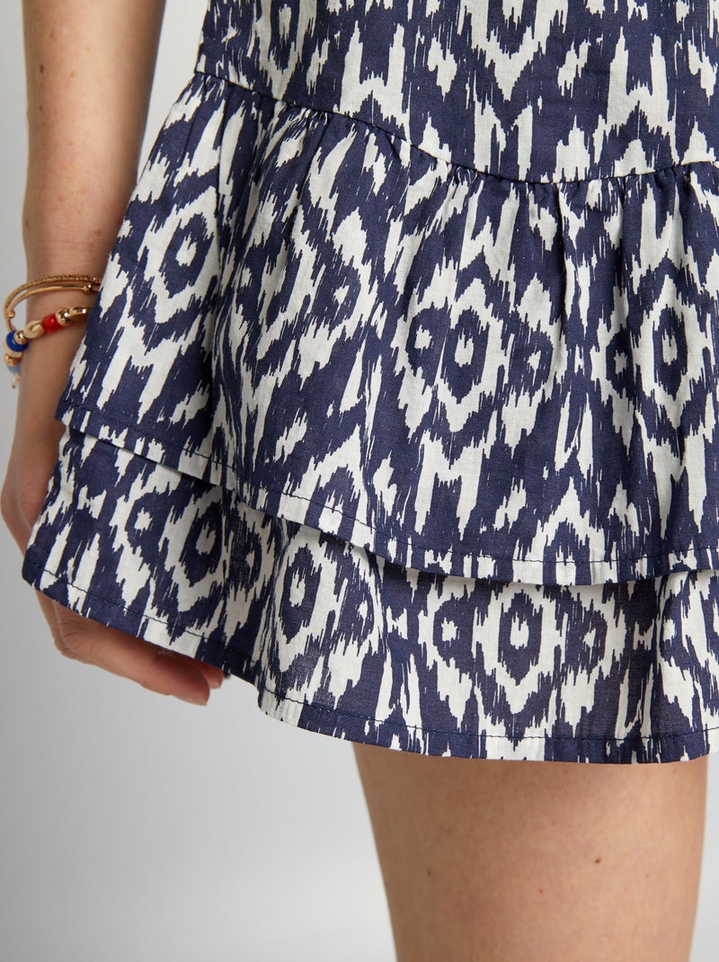Jupe imprimée à volants Bleu - Kiabi