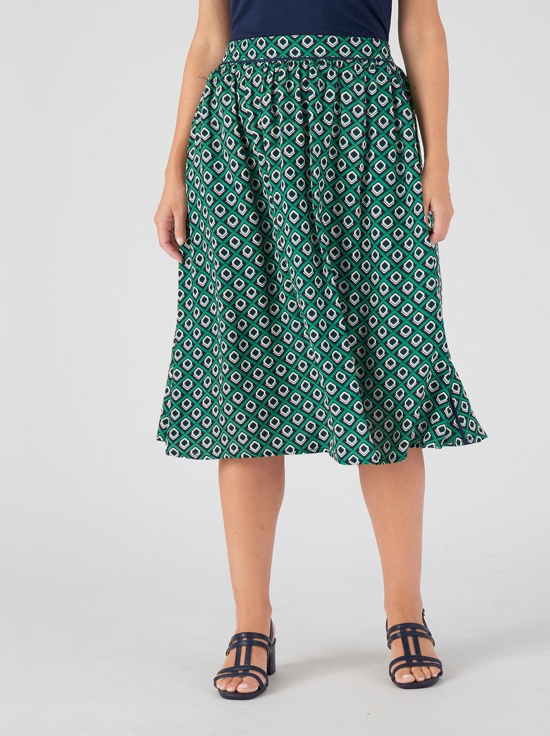Jupe imprimée pure viscose - Damart Vert - Kiabi