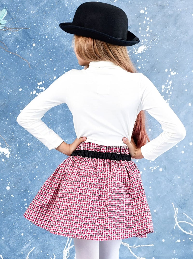 Jupe Intersaison Fleurie    LILOU - La Faute à Voltaire Noir Rose clair - Kiabi