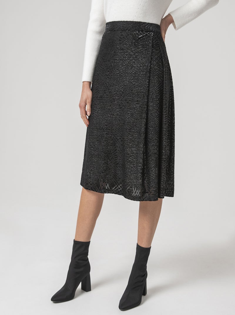 Jupe jacquard velours - Damart Noir - Kiabi
