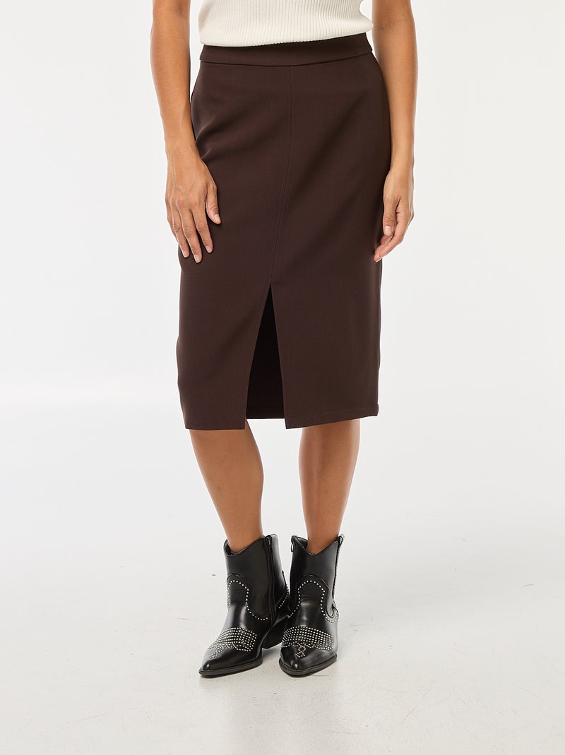 Jupe large taille haute Marron - Kiabi