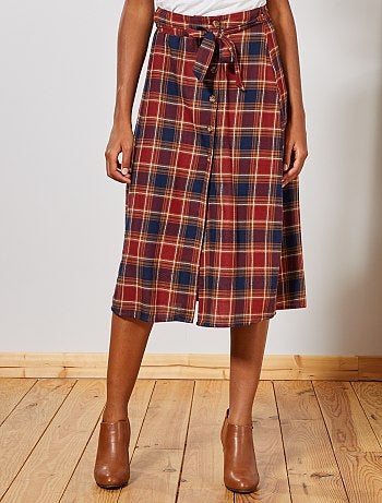 Jupe longue à carreaux - Kiabi