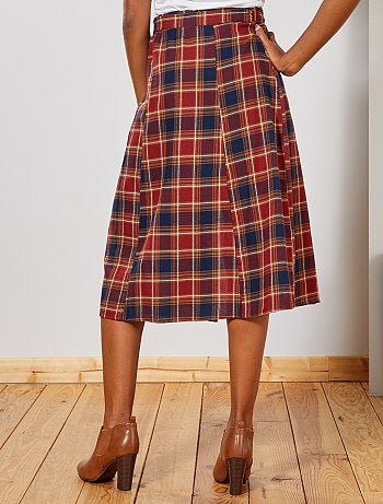 Jupe longue à carreaux - Kiabi