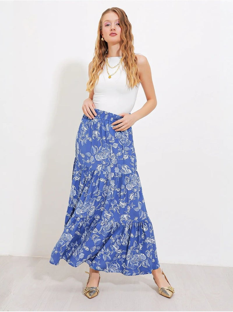Jupe longue à motifs bdart Bleu lagon - Kiabi