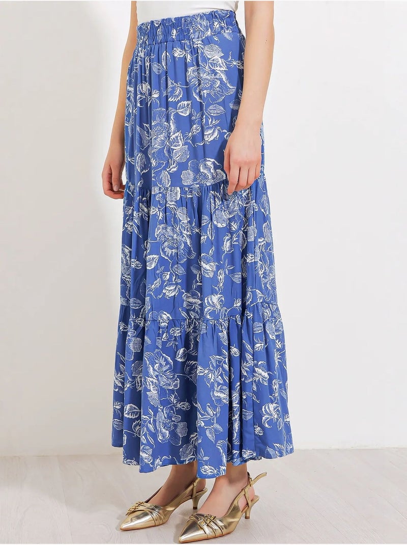 Jupe longue à motifs bdart Bleu lagon - Kiabi