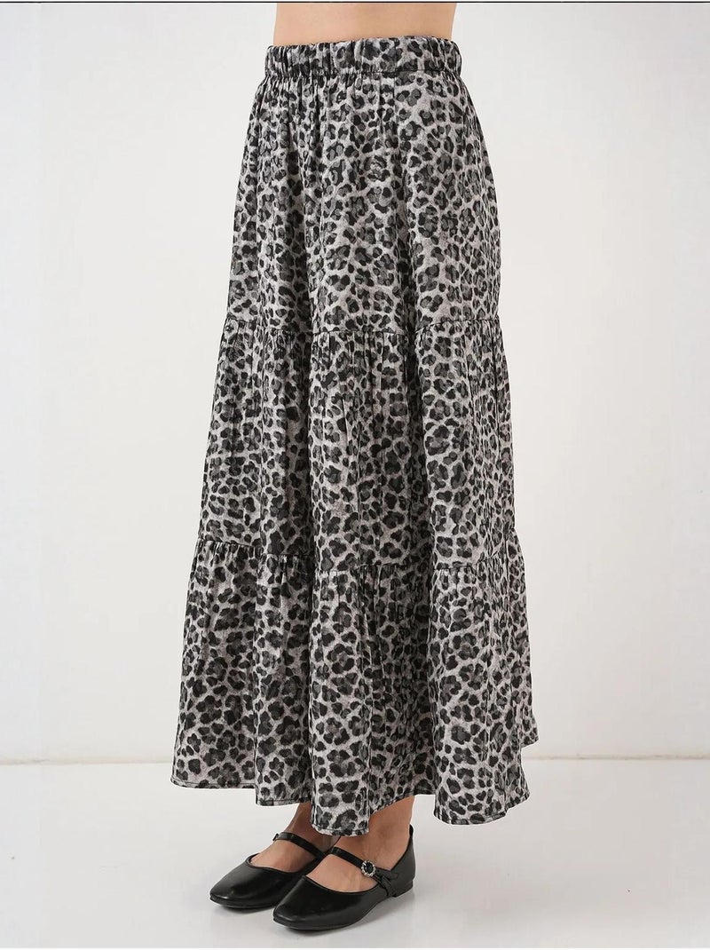 Jupe longue à motifs bdart Gris Noir - Kiabi