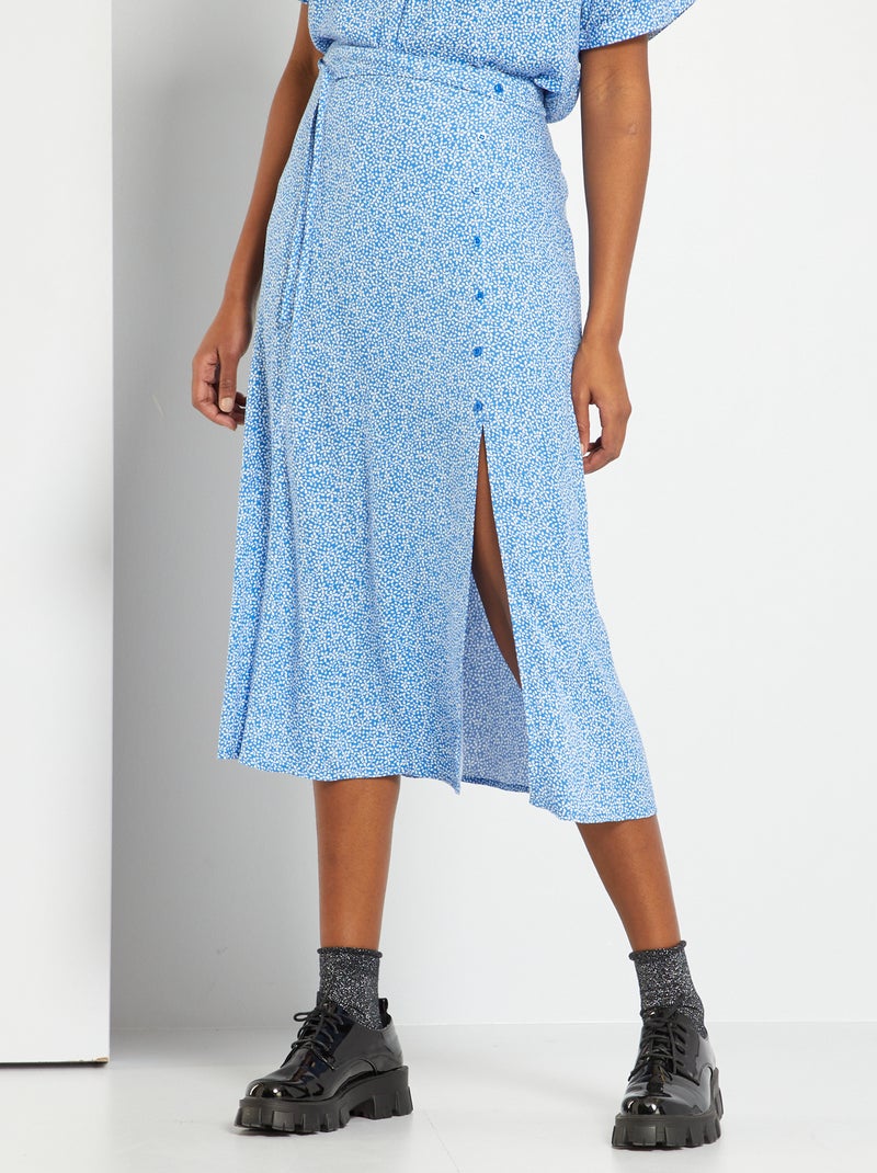Jupe longue à motifs bleu - Kiabi