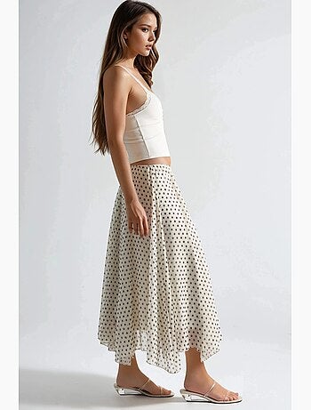 Jupe longue à pois à taille haute busem