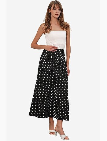 Jupe longue à taille haute à pois bdart