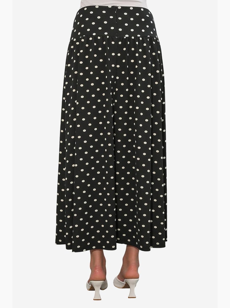 Jupe longue à taille haute à pois bdart Noir - Kiabi