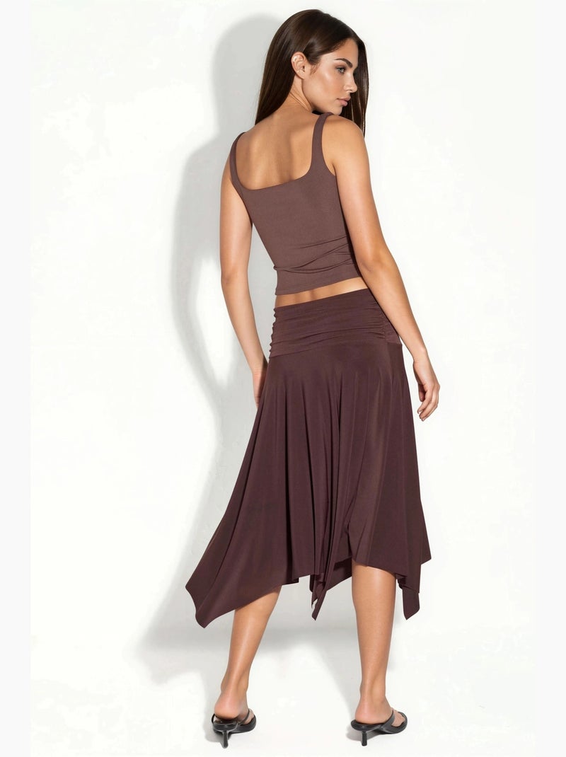 Jupe longue à taille haute avec détail drapé busem Marron - Kiabi