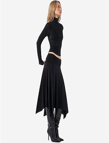 Jupe longue à taille haute avec détail drapé busem