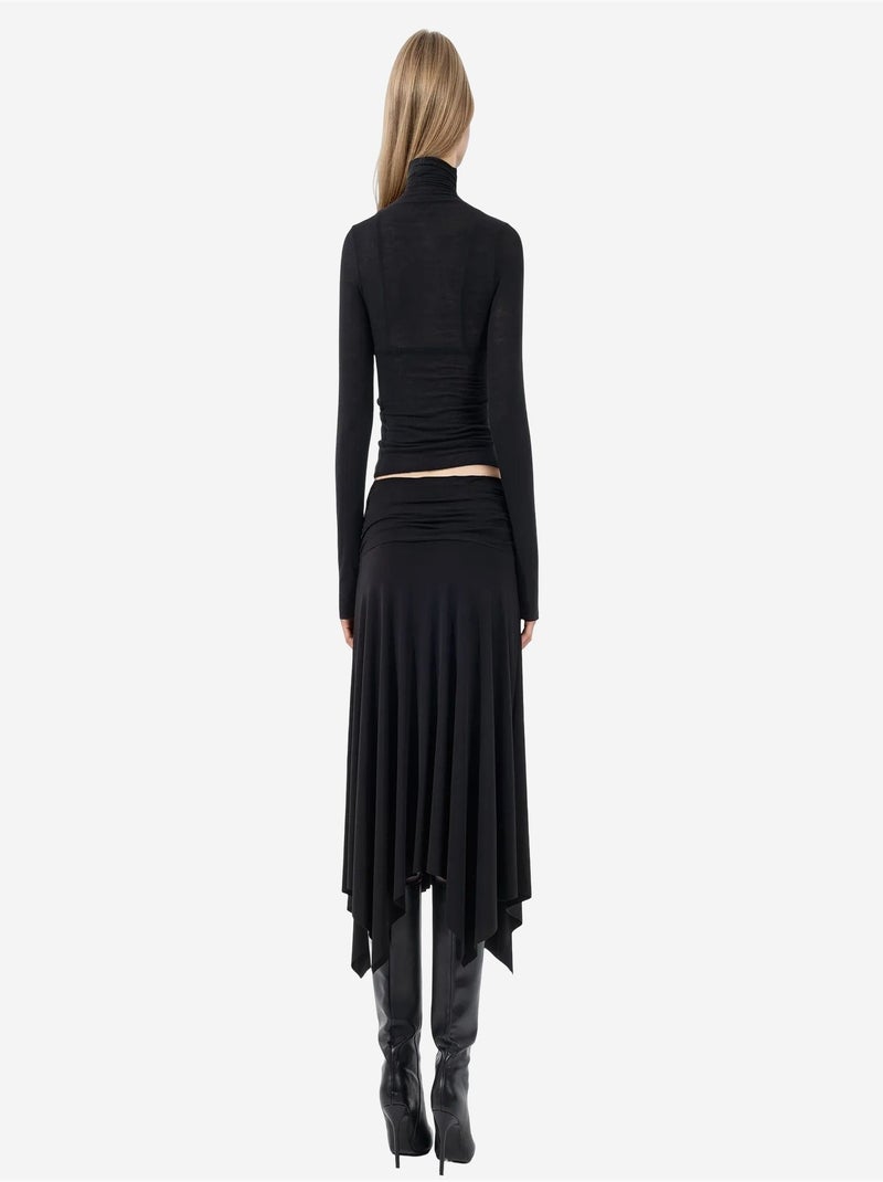 Jupe longue à taille haute avec détail drapé busem Noir - Kiabi