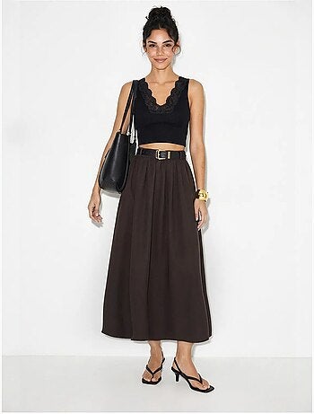 Jupe longue à taille haute et ceinture lucci