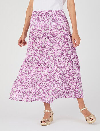 Jupe longue à volants pure viscose - Damart