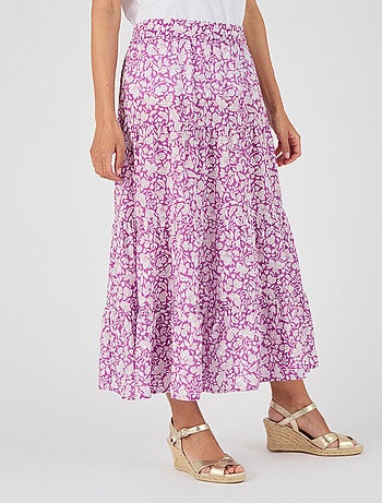 Jupe longue à volants pure viscose - Damart