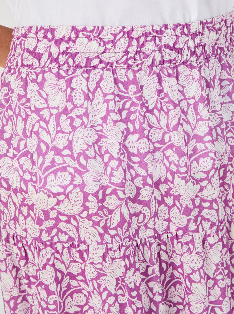 Jupe longue à volants pure viscose - Damart Violet - Kiabi