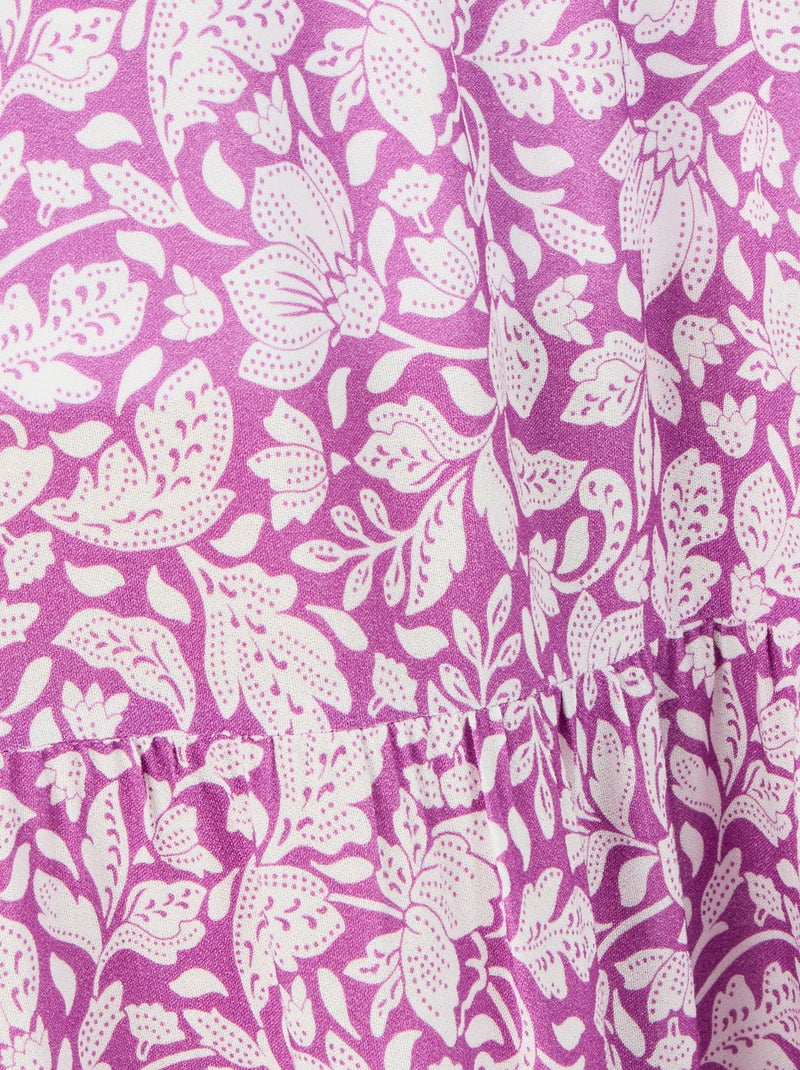 Jupe longue à volants pure viscose - Damart Violet - Kiabi