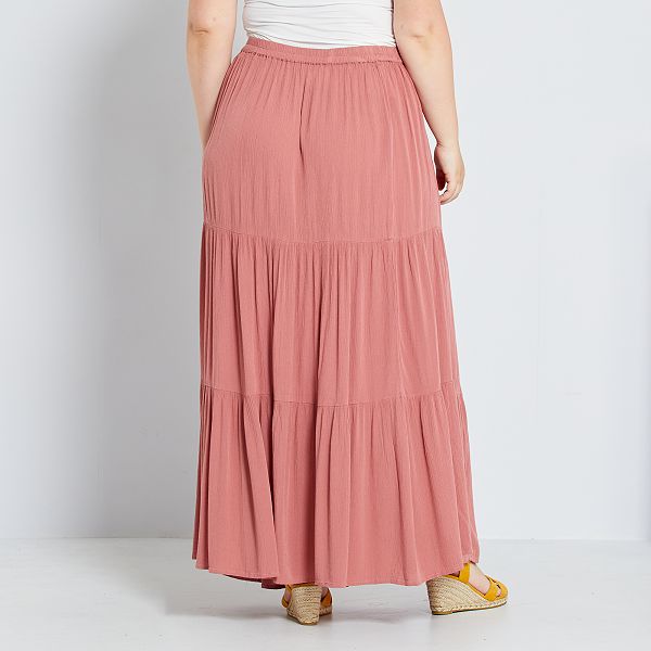 Jupe longue à volants Grande taille femme rose Kiabi 18,00€