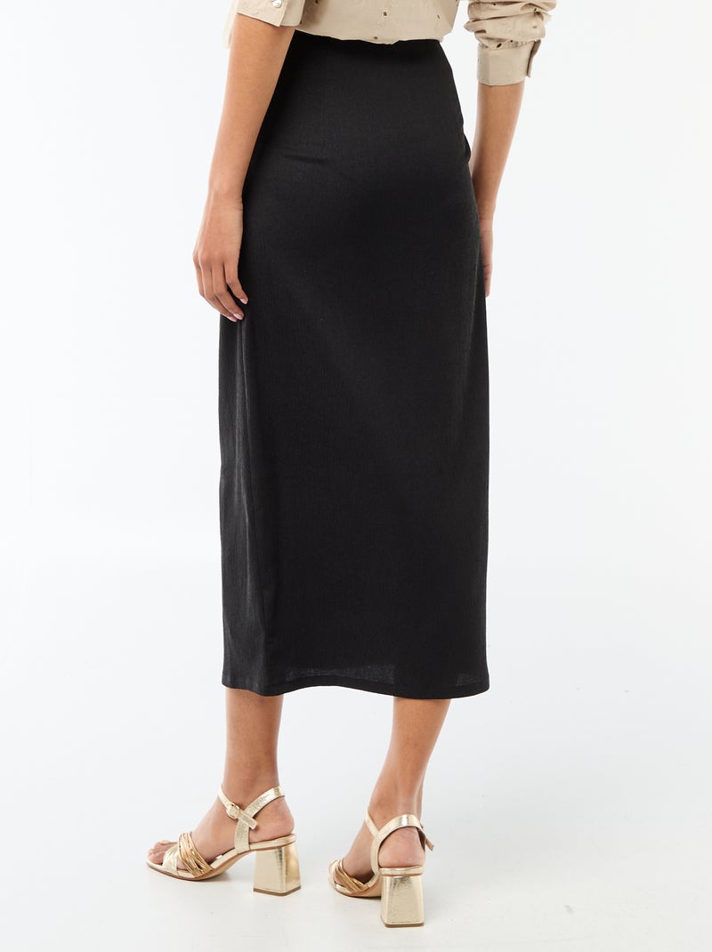 Jupe longue avec boucle dorée à la taille Noir - Kiabi