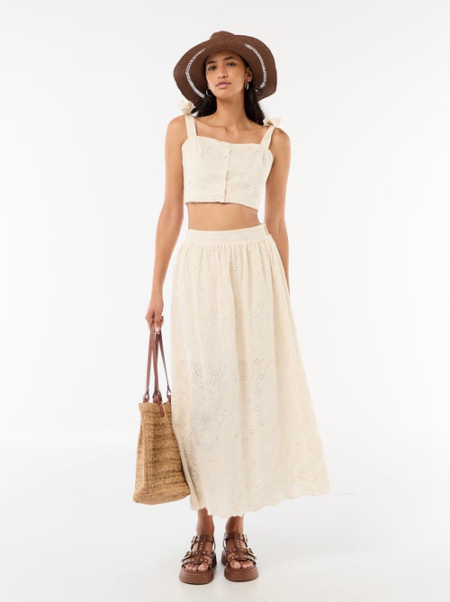 Jupe longue avec broderie anglaise - Kiabi