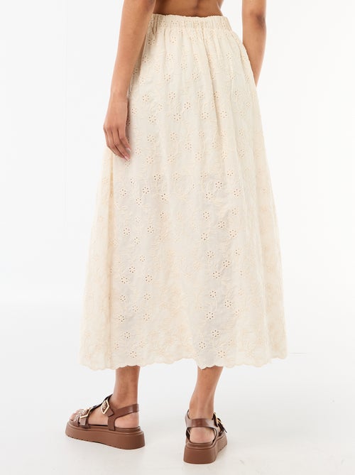 Jupe longue avec broderie anglaise - Kiabi