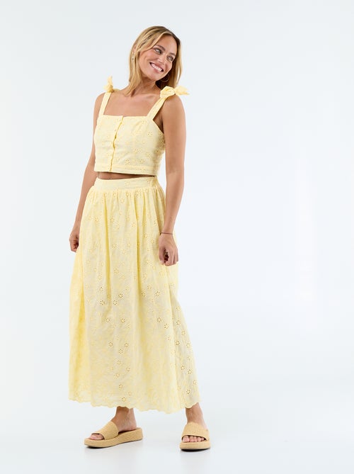 Jupe longue avec broderie anglaise - Kiabi