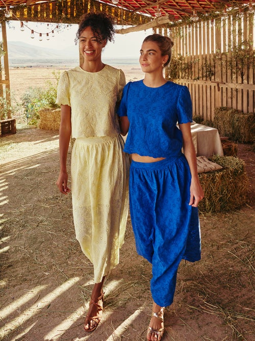 Jupe longue avec broderie anglaise - Kiabi