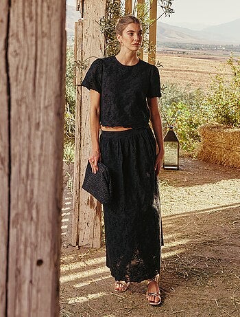 Jupe longue avec broderie anglaise