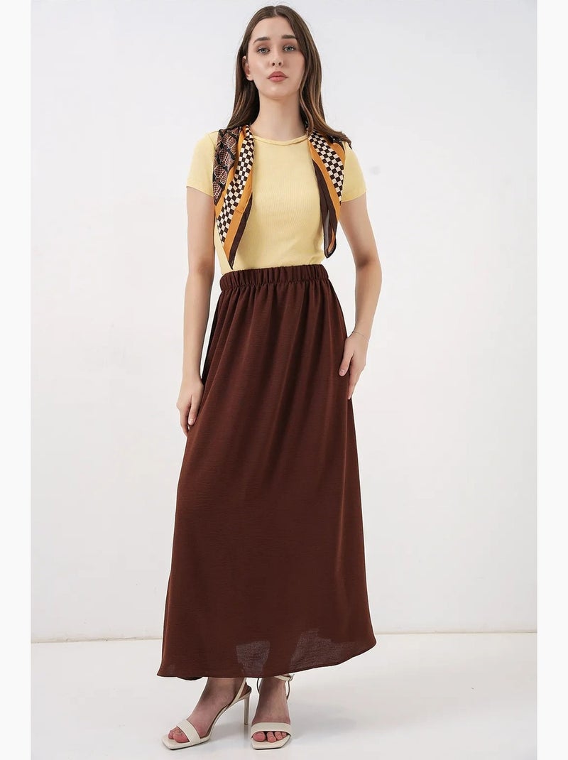 Jupe longue ayrobin 8050 bdart Marron chocolat - Kiabi
