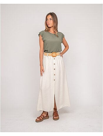 Jupe longue boutonnée avec ceinture XETO
