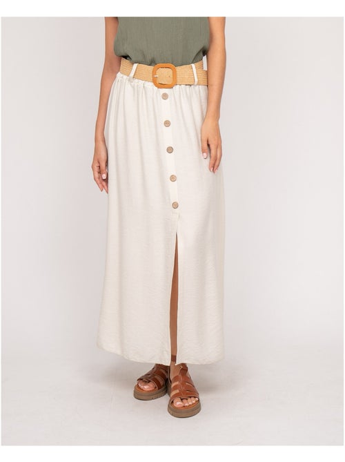 Jupe longue boutonnée avec ceinture XETO - Kiabi