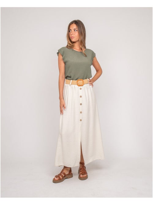 Jupe longue boutonnée avec ceinture XETO - Kiabi