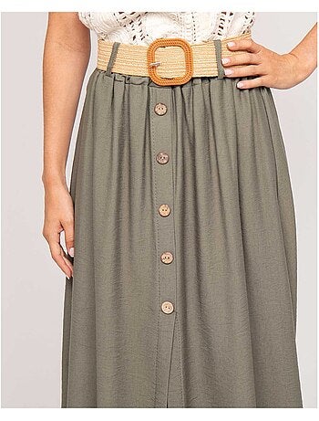 Jupe longue boutonnée avec ceinture XETO