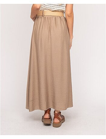 Jupe longue boutonnée avec ceinture XETO