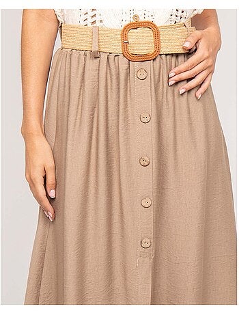 Jupe longue boutonnée avec ceinture XETO