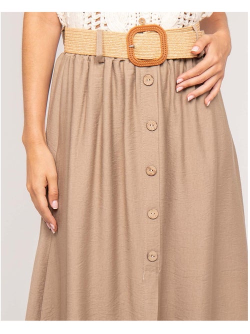 Jupe longue boutonnée avec ceinture XETO - Kiabi Jupe longue boutonnée avec ceinture XETO - Kiabi