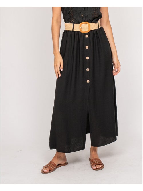 Jupe longue boutonnée avec ceinture XETO - Kiabi