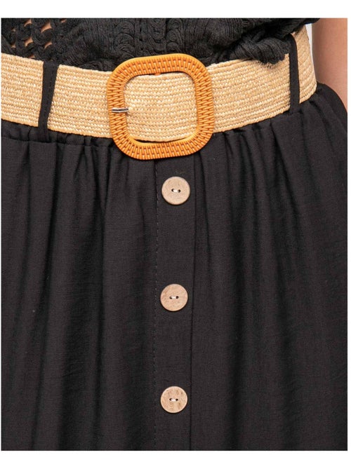 Jupe longue boutonnée avec ceinture XETO - Kiabi