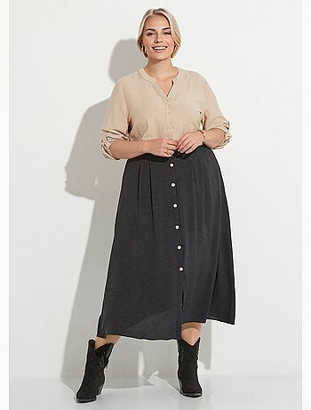 Jupe longue boutonnée taille élastiquée - afibel