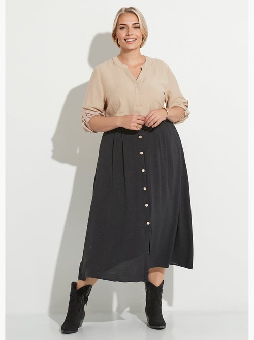 Jupe longue boutonnée taille élastiquée - afibel - Kiabi Jupe longue boutonnée taille élastiquée - afibel - Kiabi