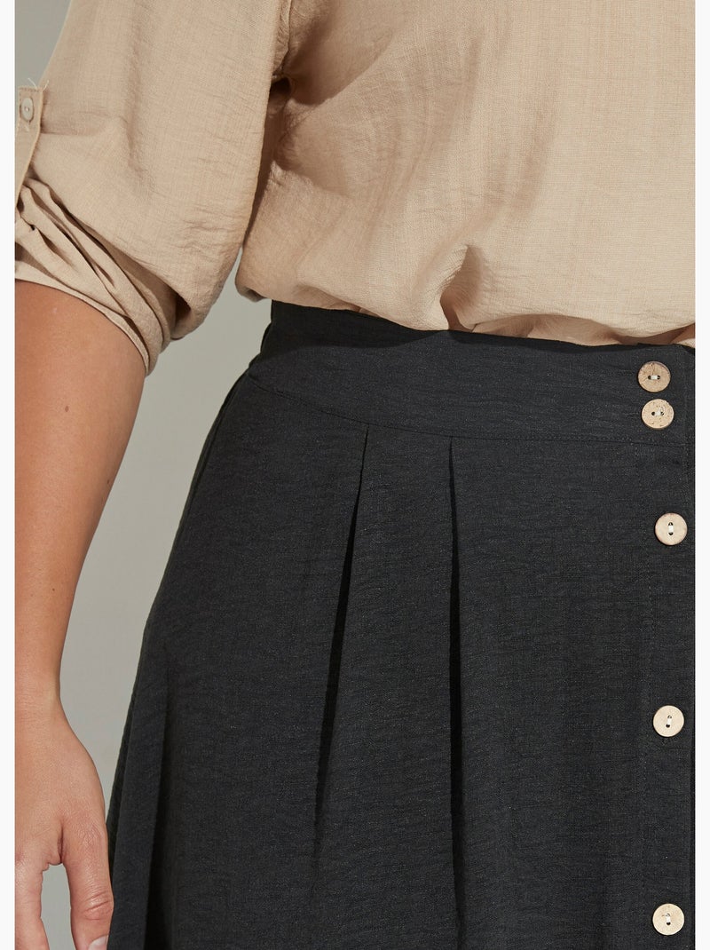 Jupe longue boutonnée taille élastiquée - afibel Noir - Kiabi