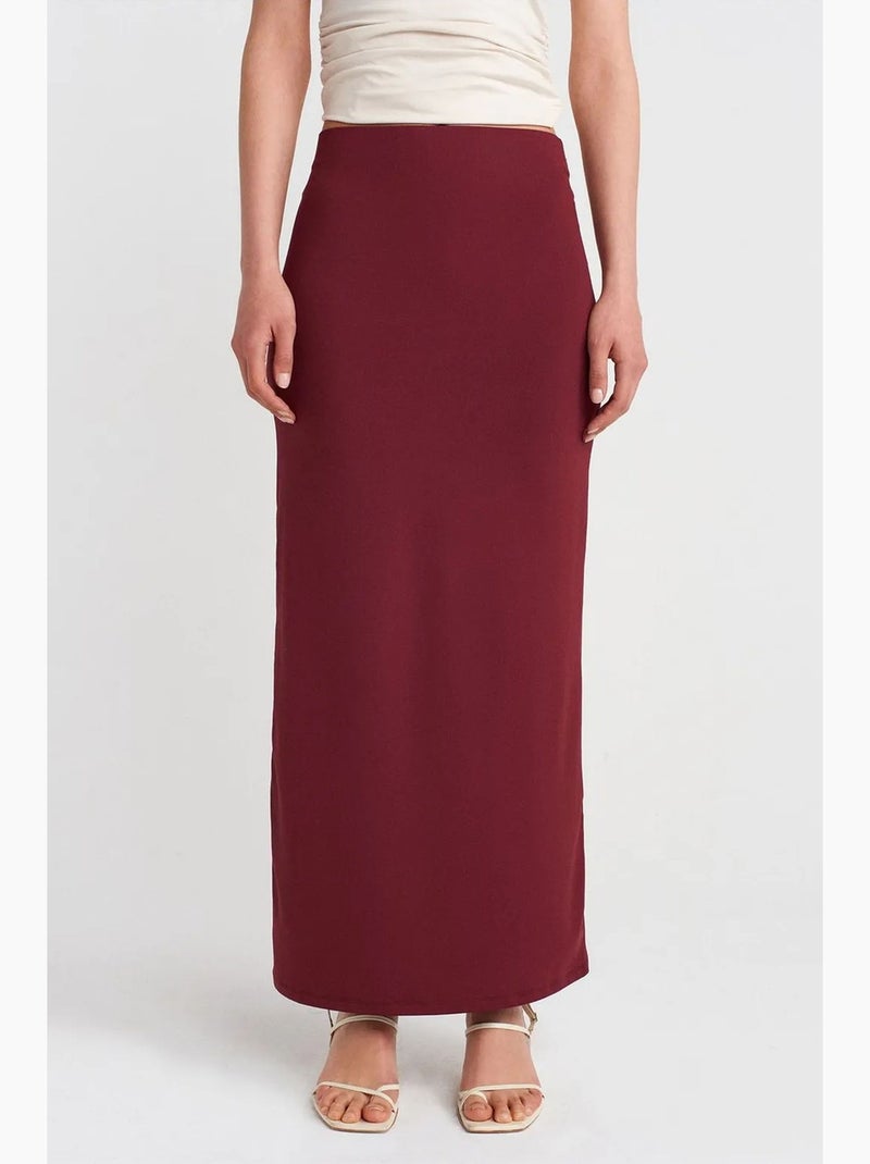 Jupe longue crayon à taille haute dilvin Rouge bordeaux - Kiabi