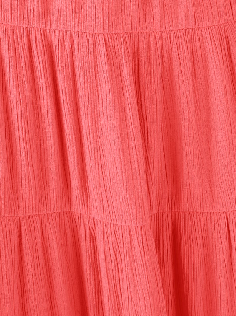 Jupe longue crépon - Damart Orange corail - Kiabi