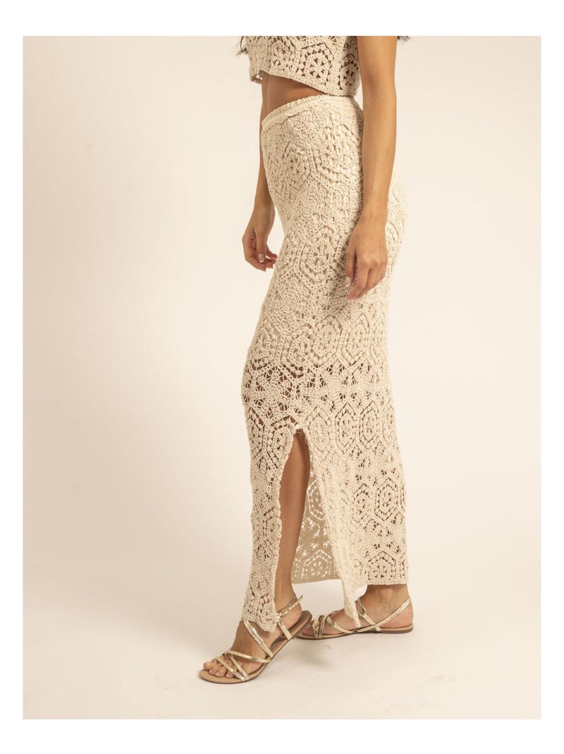 Jupe longue crochet XASSIE Beige - Kiabi
