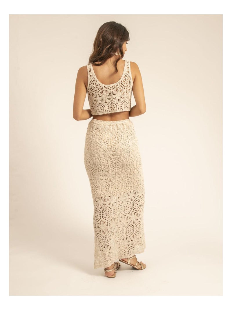 Jupe longue crochet XASSIE Beige - Kiabi