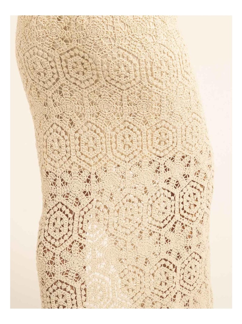 Jupe longue crochet XASSIE Beige - Kiabi