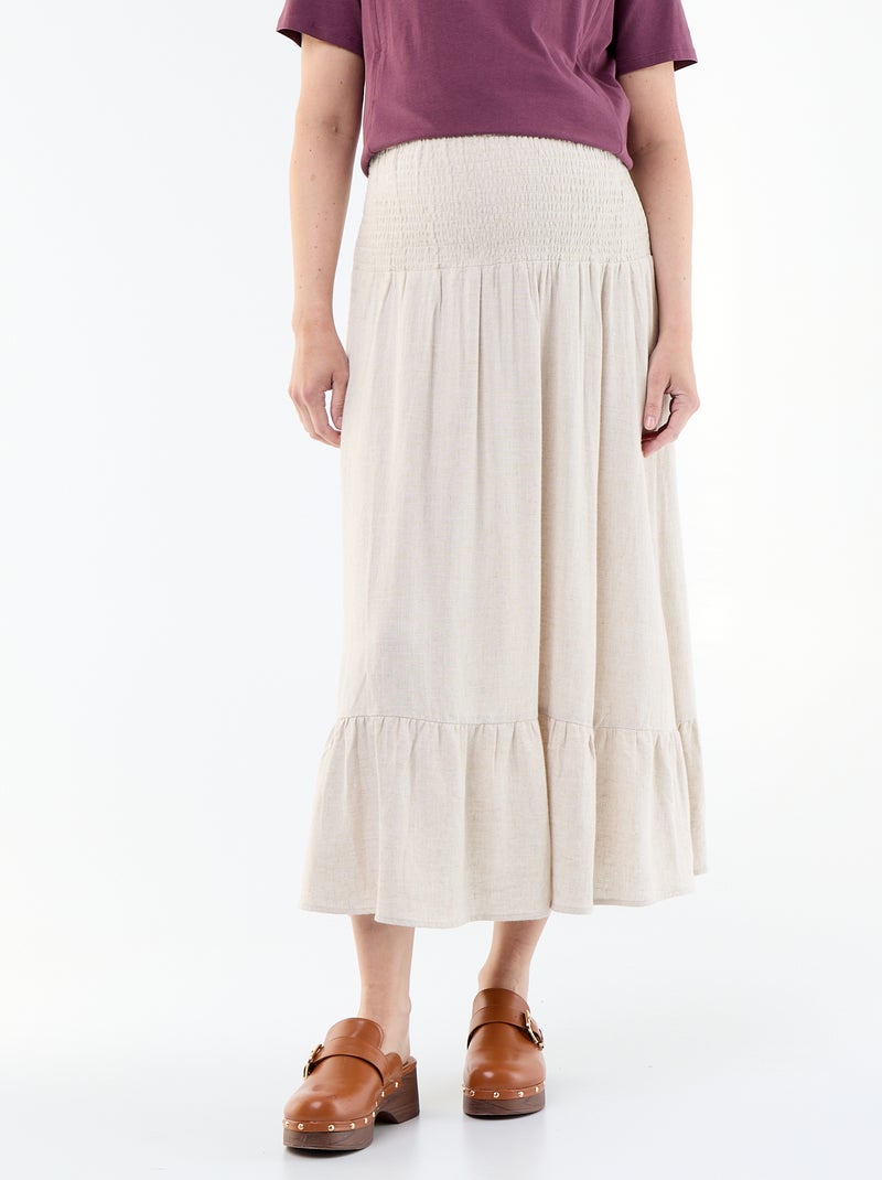 Jupe longue de maternité en lin Beige - Kiabi